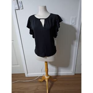So NWT Out Of Office Black Cutout Flutter Top Pull Over M